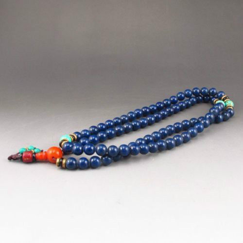  õ ûݼ (108) ұ⵵  /Chinese Natural Lapis Lazuli 108 Buddhism Prayer Beads Necklace